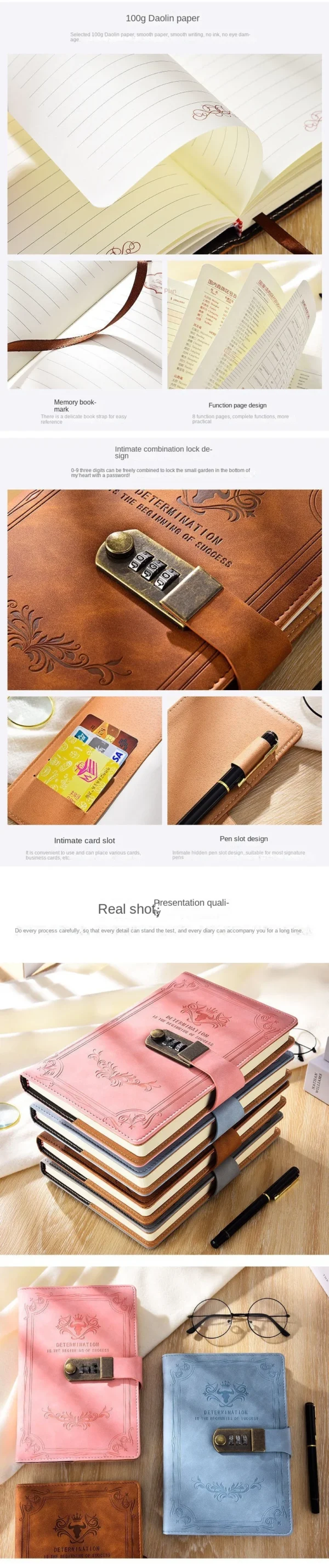 Caderno Diário A5 200 páginas Retro de Senha Com Cadeado Tipo 4 - Image 15