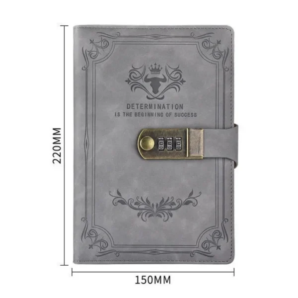 Caderno Diário A5 200 páginas Retro de Senha Com Cadeado Tipo 4 - Image 3
